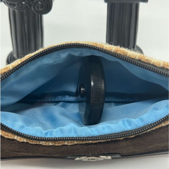 COACH HERRINGBONE TWEED & SUEDE WRISTLET - Picture 9 of 10